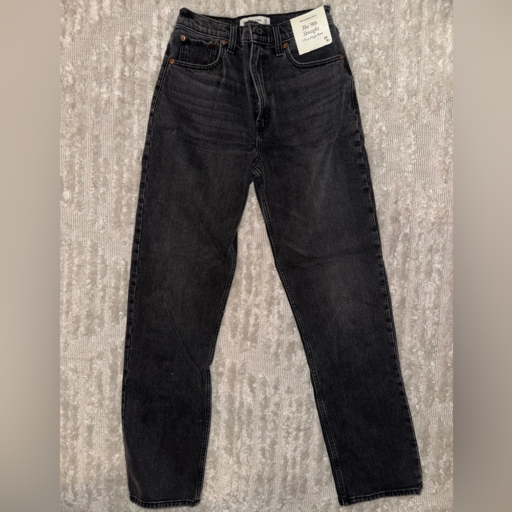 Abercrombie jeans - black - 90s straight ultra high rise